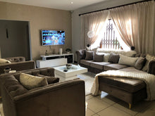 Load image into Gallery viewer, L shaped Chesterfield + 2 chairs