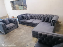 Load image into Gallery viewer, L shaped Chesterfield + 2 chairs