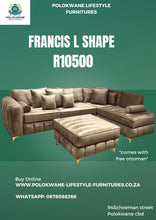 Load image into Gallery viewer, Francis L shaped couch + Free ottoman
