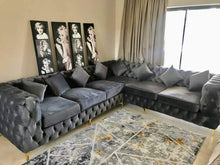 Load image into Gallery viewer, Full buttoned Chesterfield Corner Couch
